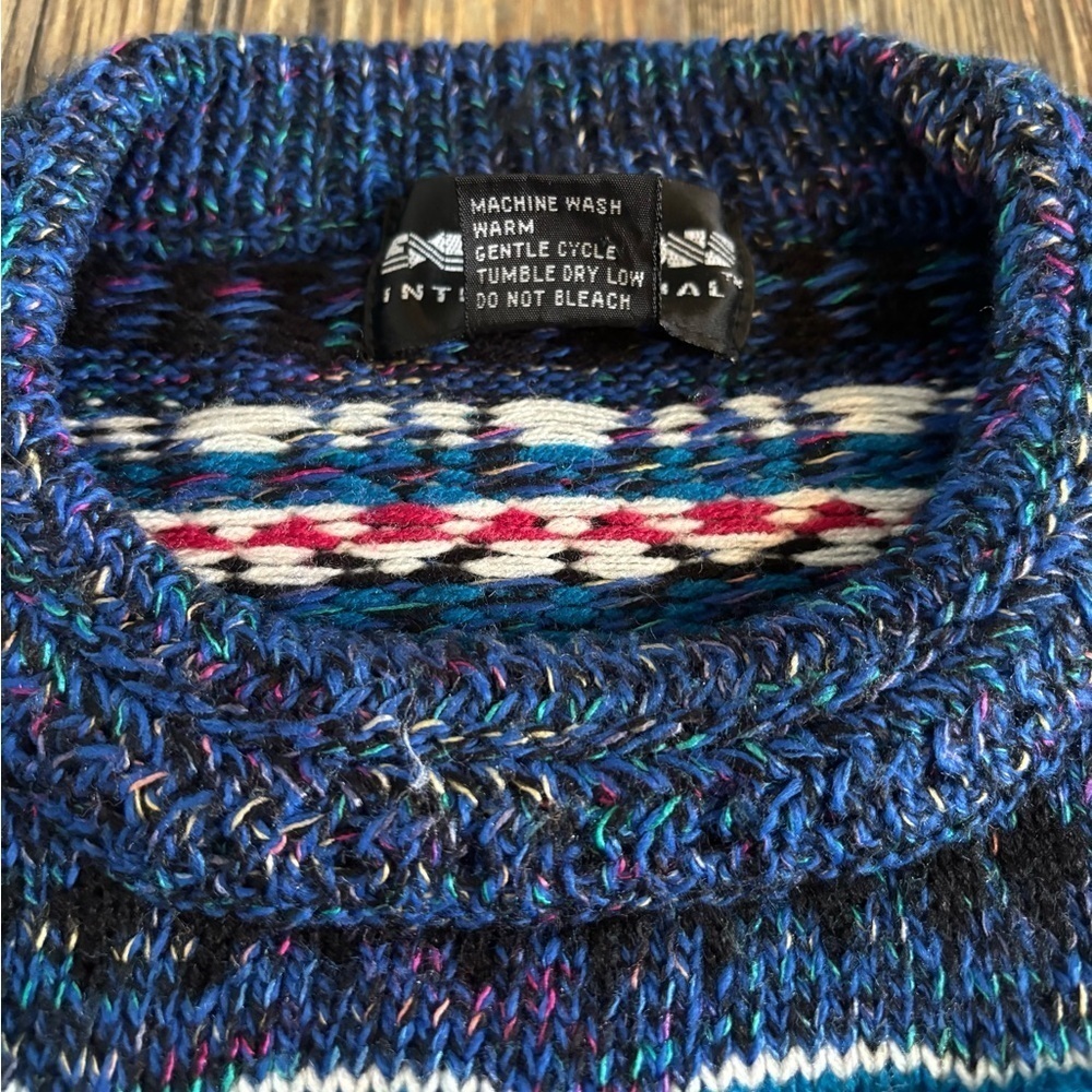 Expressions International Coogi Style Knit Sweater Mens M Blue Multi 3D Textured - Picture 4 of 10